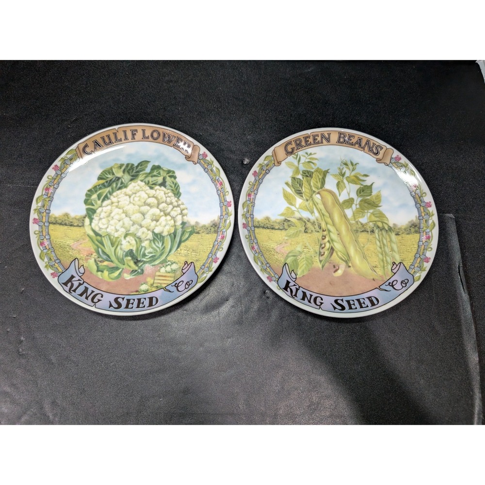 Baum Brothers Formalities King Seed‎ Plates Set, Green Beans & Cauliflower, 8"